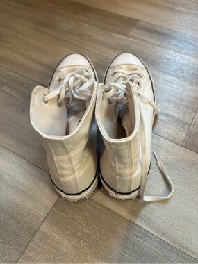 Converse Off-White Canvas High-Top Sneakers with Black Trim